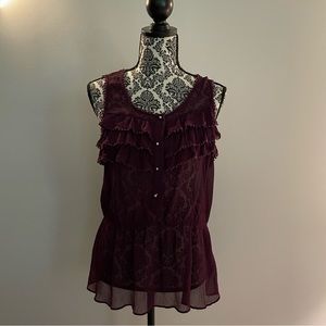 Purple sheer polyester sleeveless Express shirt